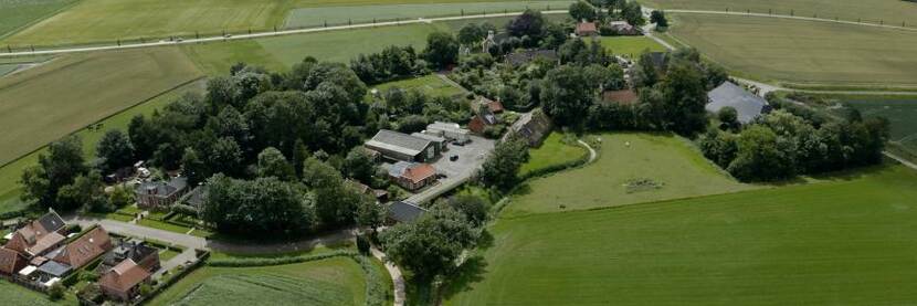 Luchtfoto van een boerderij